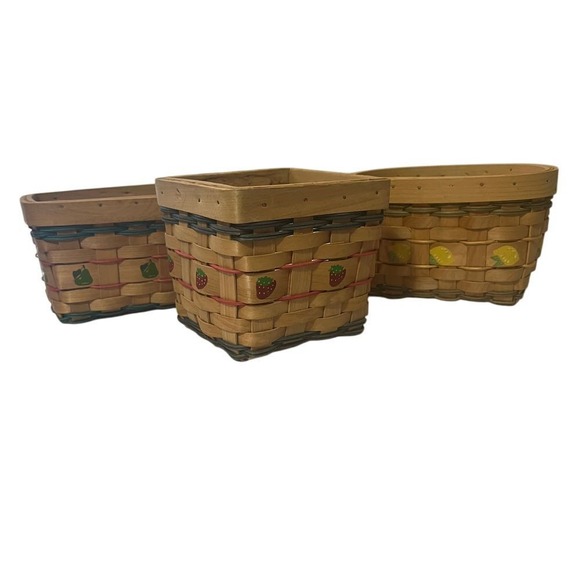 Small Vintage‎ Square Basket Open Weave Strawberry Decor Organizer - Picture 4 of 4